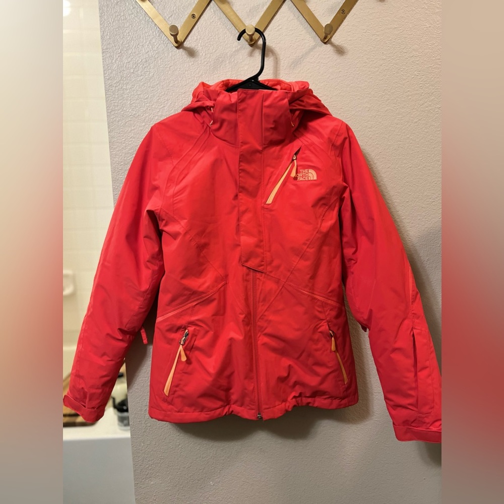 North face, orange/red TriClimate jacket for sale!